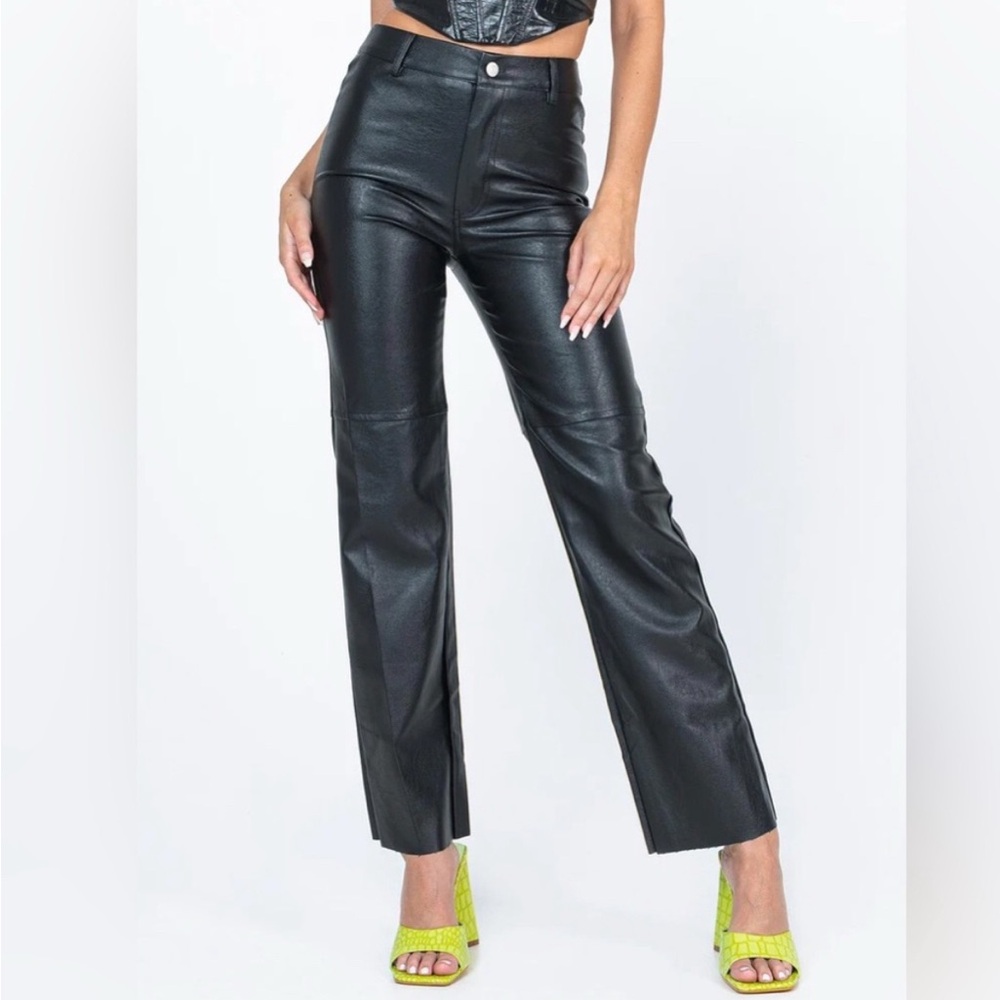 Princess Polly Black Faux Leather Pants, Size 4